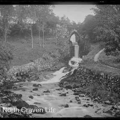 negative, glass plate - Clapham Waterfall and Bridge