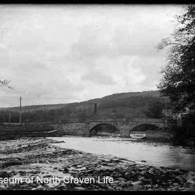 negative, glass plate - River and bridge