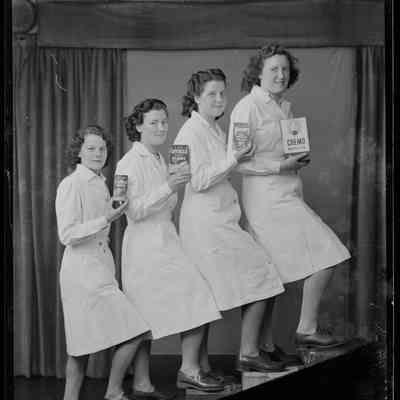 negative, sheet film - Portrait : Group of four ladies from the Co-op