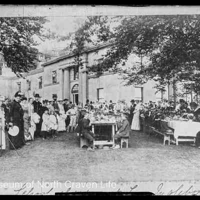negative, glass plate - School Jubilee Party, Ingleborough Hall, Clapham