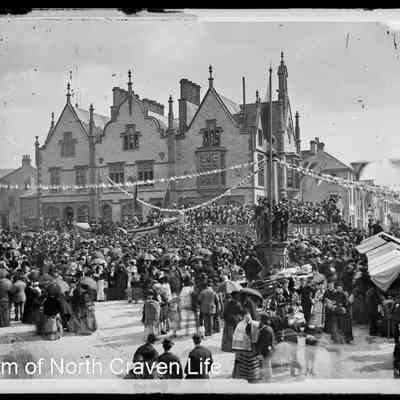 negative, glass plate - Settle Market Square (Lifeboat week) 1875