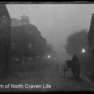 negative, glass plate - Cart and Fog, Duke Street, Settle
