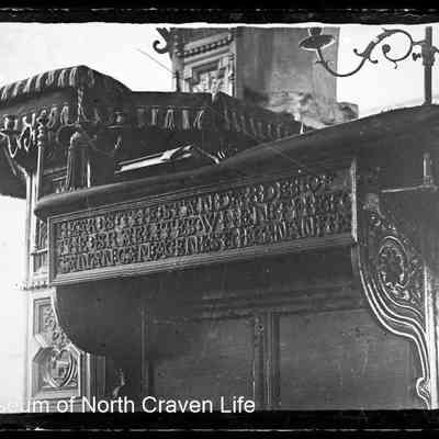 negative, glass plate - Giggleswick Church 17th c Poor Box-Pews, etc. 1 of 6