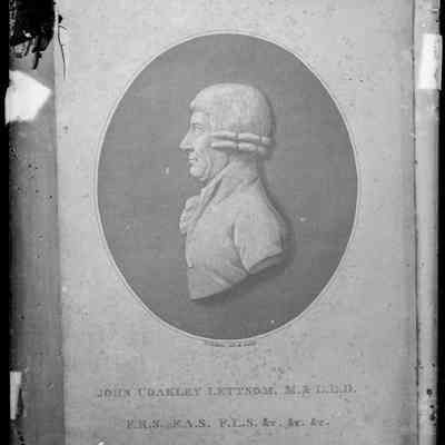 negative, glass plate - Copy of a page of a book about John Coakley Lettsom