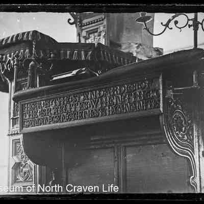negative, glass plate - Giggleswick Church 17th c Poor Box-Pews, etc. 2 of 6