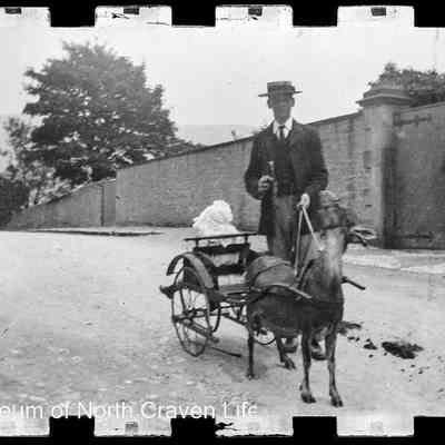 negative, sheet film - Man with a cart and goat