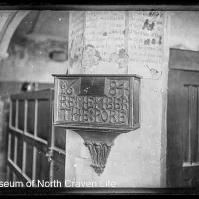 negative, glass plate - Giggleswick Church 17th c Poor Box-Pews, etc. 4 of 6