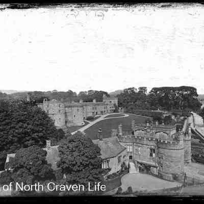 negative, glass plate - Skipton Castle Panoramic View