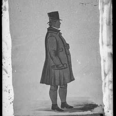 negative, glass plate - Portrait : Drawing of gentleman in top hat