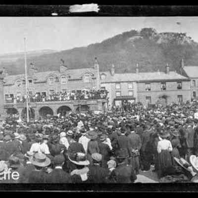 negative, sheet film - Settle Market Square : People and Flags 2 of 3