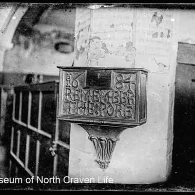 negative, glass plate - Giggleswick Church 17th c Poor Box-Pews, etc. 5 of 6