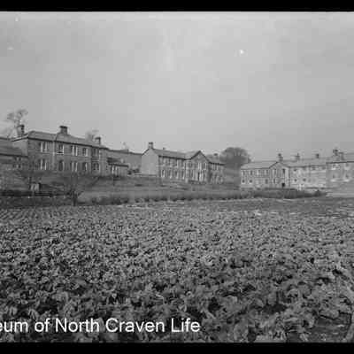 negative, sheet film - Houses across a field