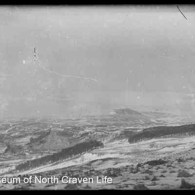 negative, glass plate - Pen-y-Ghent and Cow Close from Langcliffe
