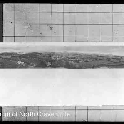 negative, glass plate - Panoramic View from the top of Giggleswick Chapel