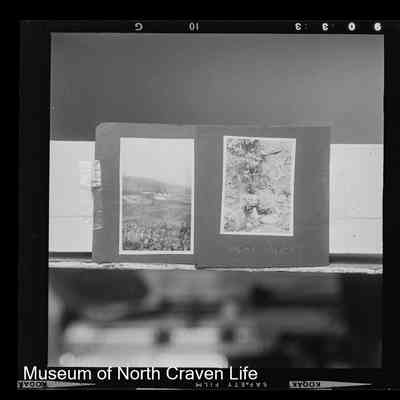 negative, sheet film - View to quarry or pottery ; 'Lion's Mouth' garden water feature