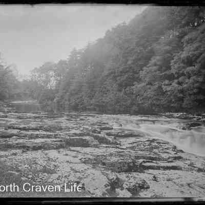 negative, glass plate - Stainforth Bridge and River