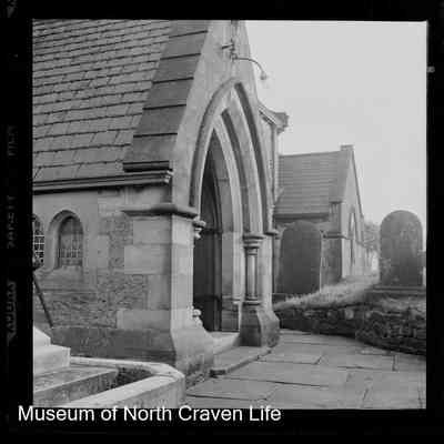 negative, sheet film - Unidentified church porch