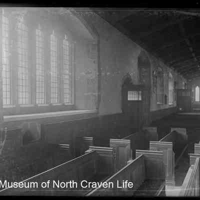 negative, glass plate - St. Alkelda's Church interior of the south aisle looking from east end