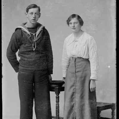 negative, glass plate - Portrait : Man and Woman