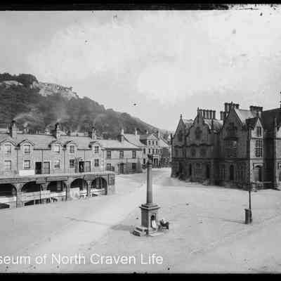 negative, glass plate - Settle Market Square (Shambles 2 Storeys)