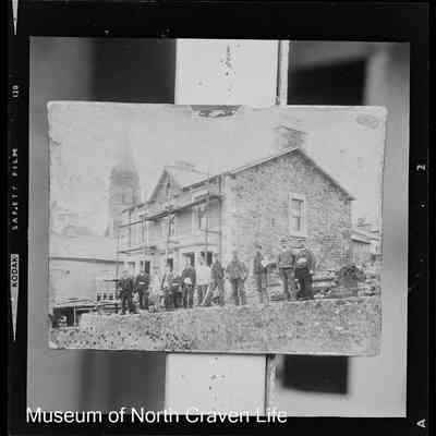 negative, sheet film - House with Scaffolding and Workmen