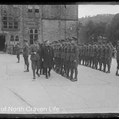 negative, glass plate - Military Inspection with Clergyman