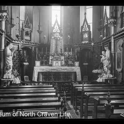 negative, glass plate - St Mary and St Michael Catholic Church interior