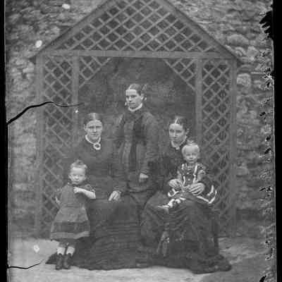 negative, glass plate - Portrait : Mrs Clark and friends, 1881