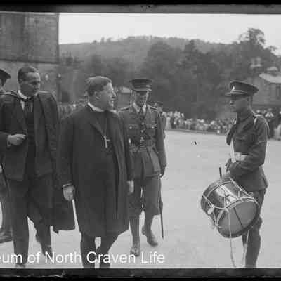 negative, glass plate - Military Inspection with Clergyman