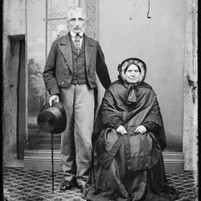 negative, glass plate - Portrait : Man and woman