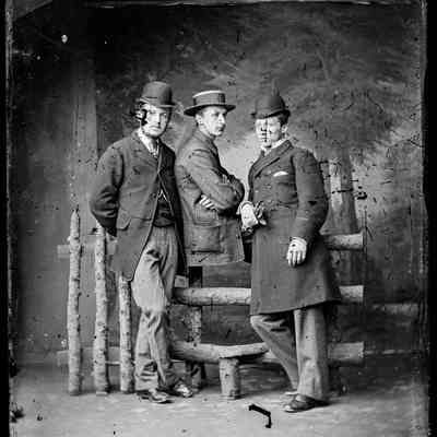 negative, glass plate - Portrait : Three men (Messrs. Clark, Bygrave & Crowe), 1879