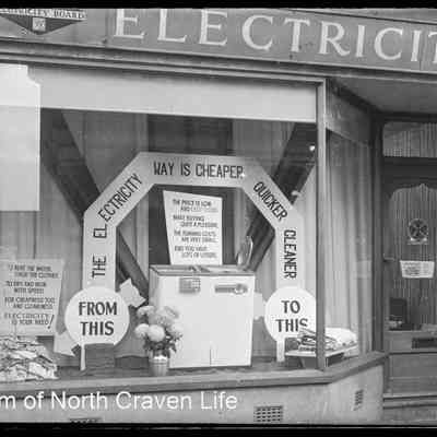 negative, glass plate - Electricity Shop Front, Settle 1 of 2