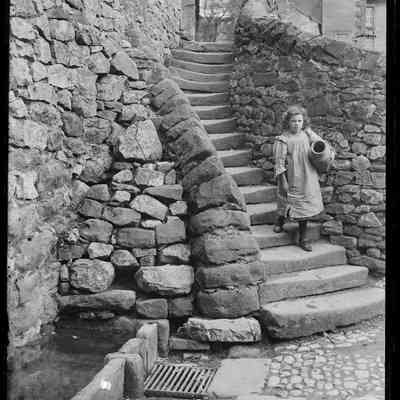 negative, glass plate - Well Steps (Girl with Jug) 2 of 2