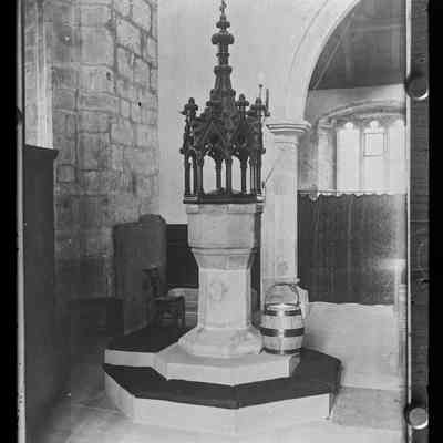 negative, glass plate - Giggleswick Church Font