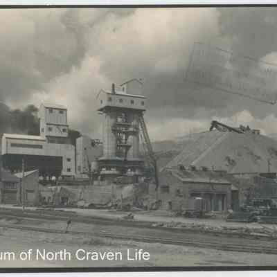 photograph, b&w - Quarry with railway line