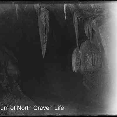 negative, glass plate - Ingleborough Cave (interior) - Beehive, Sword of Damocles