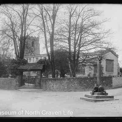 negative, glass plate - Giggleswick Church and Cross