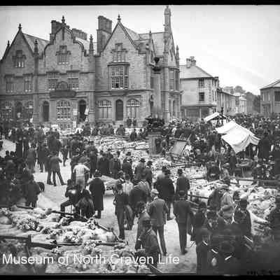 negative, glass plate - Sheep Market, Settle Market Square