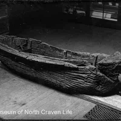 negative, glass plate - Giggleswick Tarn log boat 1 of 2