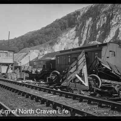 negative, sheet film - Stainforth Sidings, Settle (Wagon Crash) Oct 1949 3 of 9