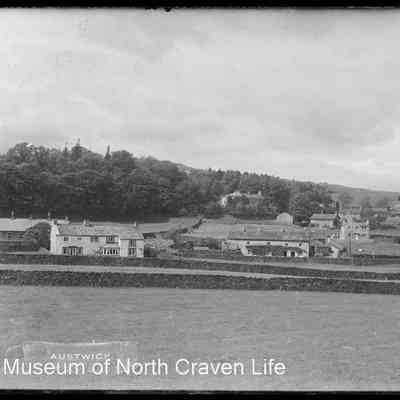 negative, glass plate - Austwick. Distant view from south west