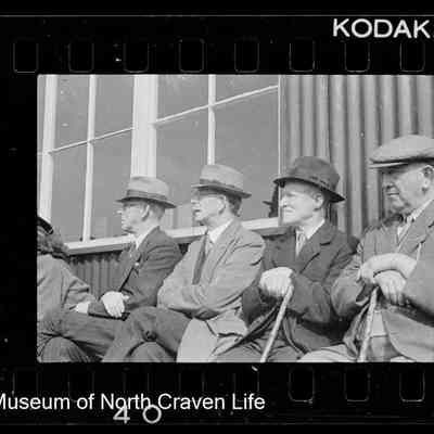 negative, sheet film - Portrait : Men spectating at Settle Cricket Club ?
