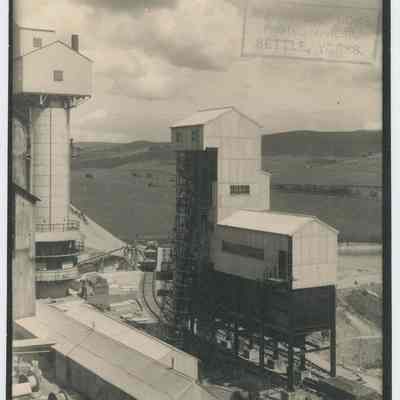 photograph, b&w - Quarry with railway line