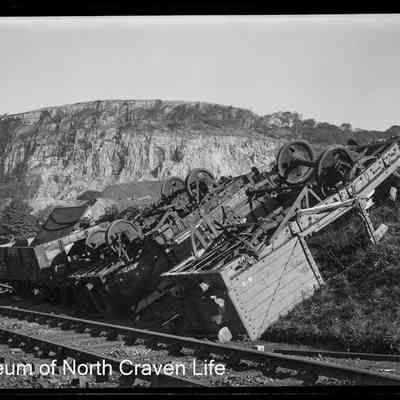 negative, sheet film - Stainforth Sidings, Settle (Wagon Crash) Oct 1949 5 of 9