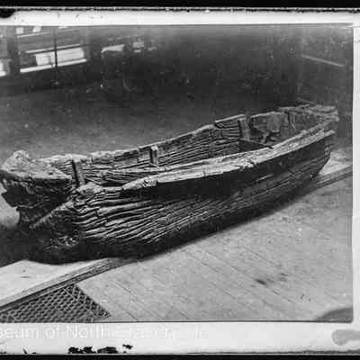 negative, glass plate - Giggleswick Tarn log boat