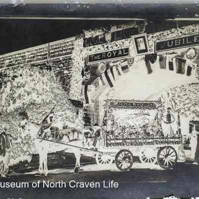 negative, glass plate - Horse and Cart with Flowers