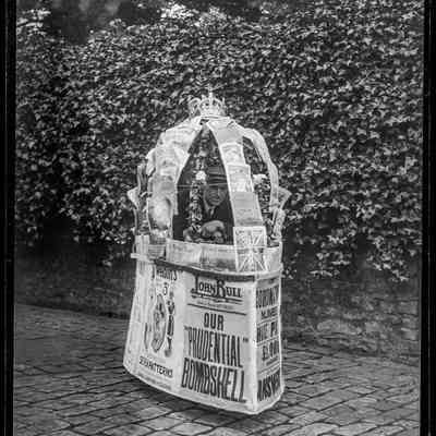 negative, glass plate - Coronation news stand