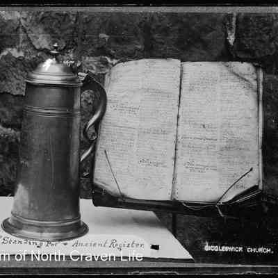 negative, glass plate - Giggleswick Church Pewter and Ancient Register (St Alkelda's )