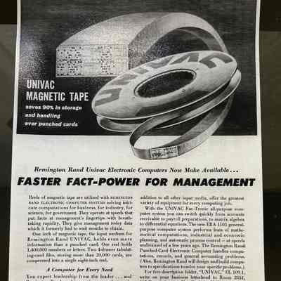 1957- Remington Rand, Univac Magnetic Tape