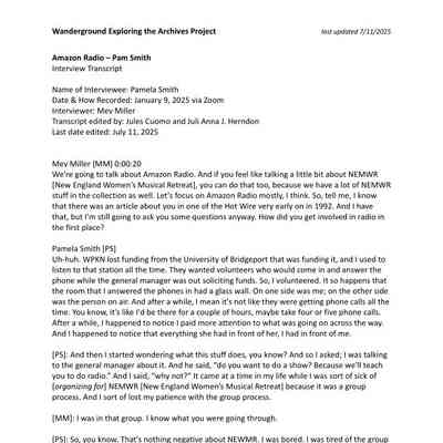 Transcript of Interview with Pam Smith: PDF document